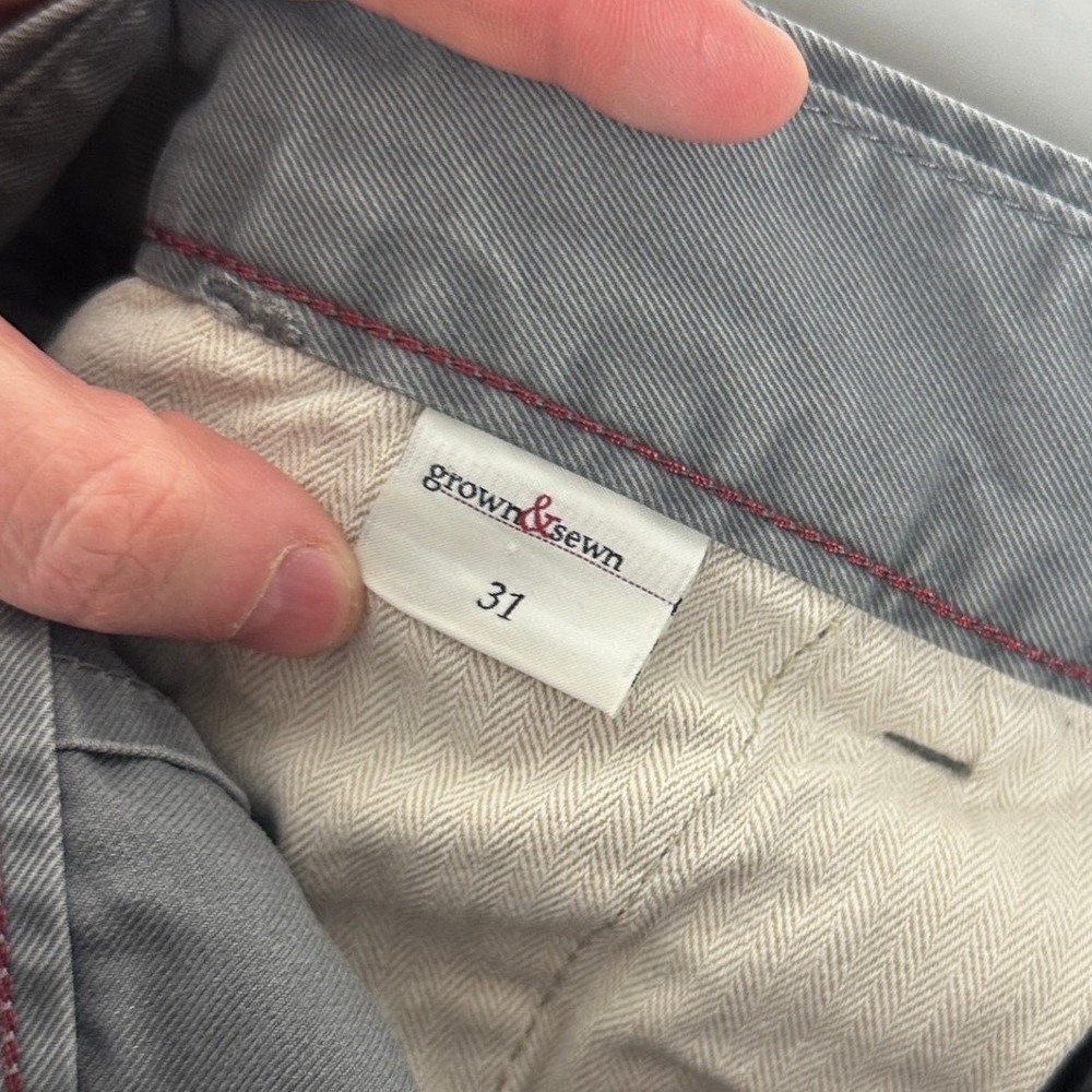 Grown & Sewn The Independent Slim Fit Grey Pants Mens Size 31 USA Button Fly - Picture 7 of 13